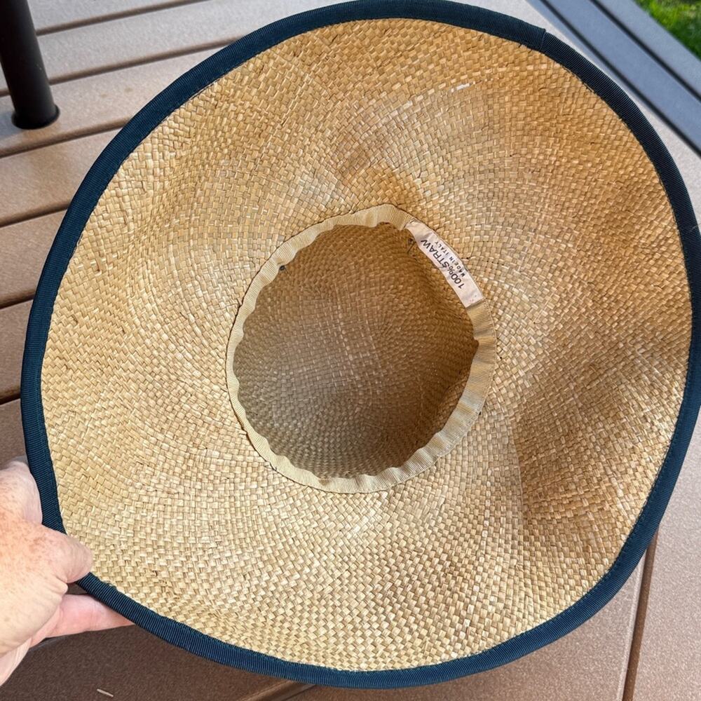 Straw Hat with Navy Ribbon - Picture 4 of 5